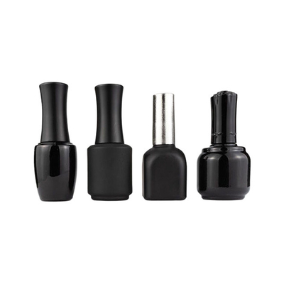 Black Body Empty Glass Nail Polish Bottles Unique Frosted Screw Cap Sealing